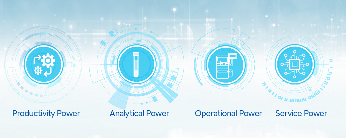 [.ZA South Africa (english)] An image of 4 icons representing the four powers: Powerful productivity, Analytical power, Operational power, and Service Power